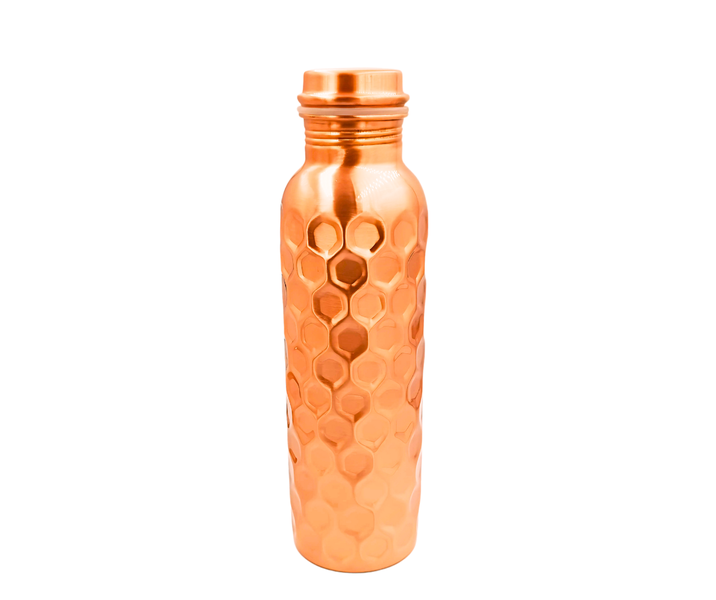 Pure Copper Water Bottle - 950ml Diamond Cut Pure Copper Water Bottle