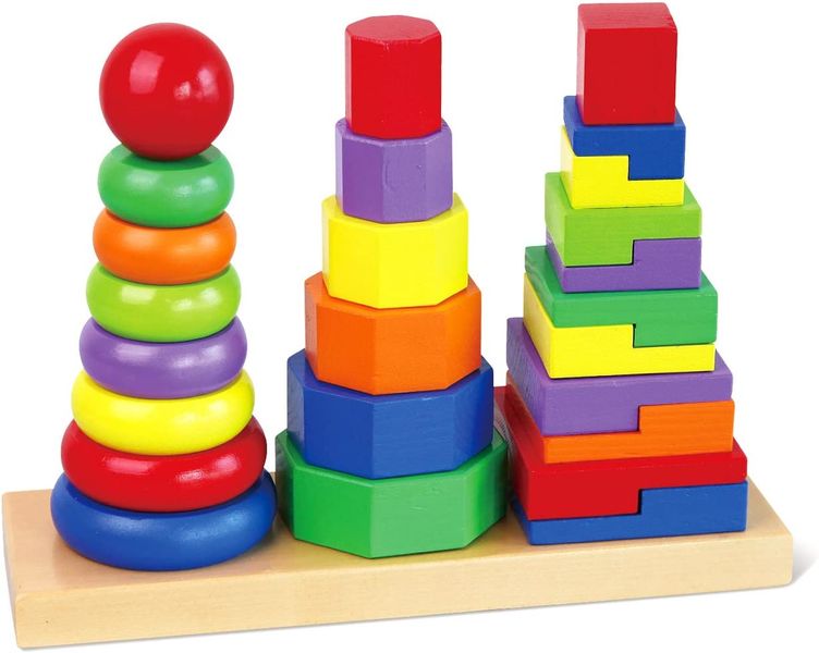 Wooden Geometric Stacker Blocks for Toddlers