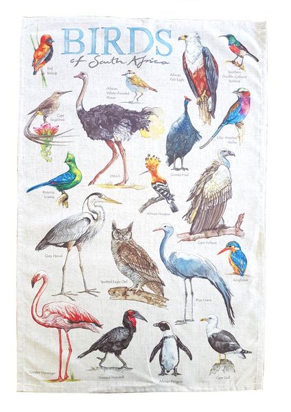 Birds of South Africa Tea Towel Dish Cloth - 67 x 44,5cm