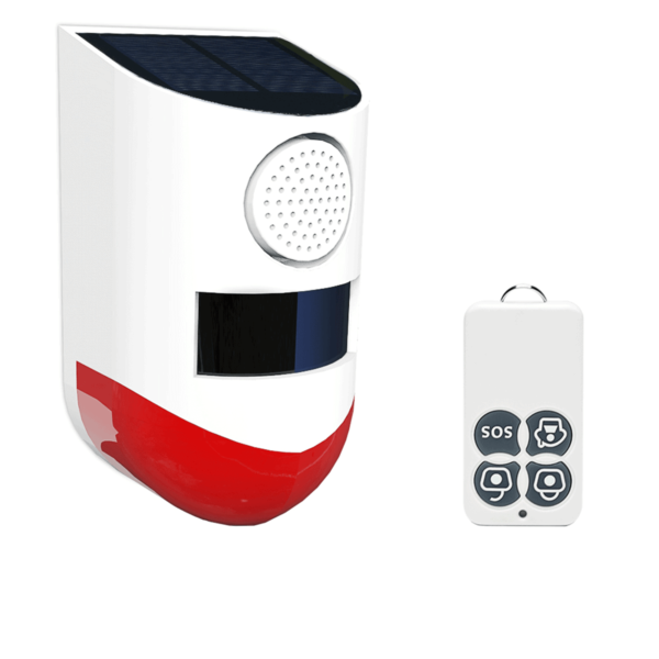 Alarm Outdoor Security Sensor - LED flashing alert light &amp; Solar charging
