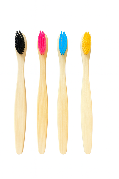 Eco-Friendly Bamboo Toothbrush - Soft Bristles - Assorted Colours- 4 Pack