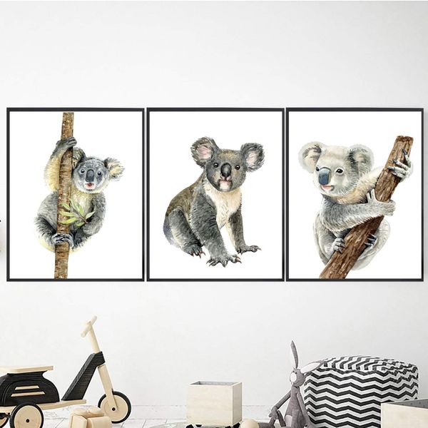 Koala Bear in a Tree - A3 Canvas -Set Of 3