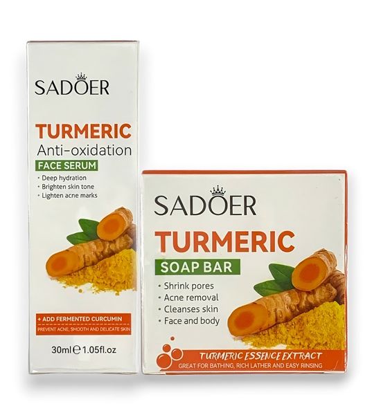 Sadoer Turmeric Soap Bar &amp; Anti-Oxidation Face Serum Set