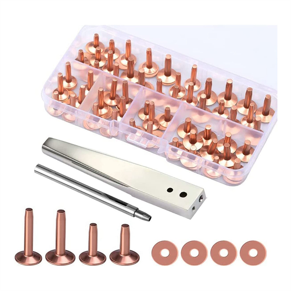 42Pcs Copper Rivets and Burrs Set,with Hole Punch Cutter for Belts