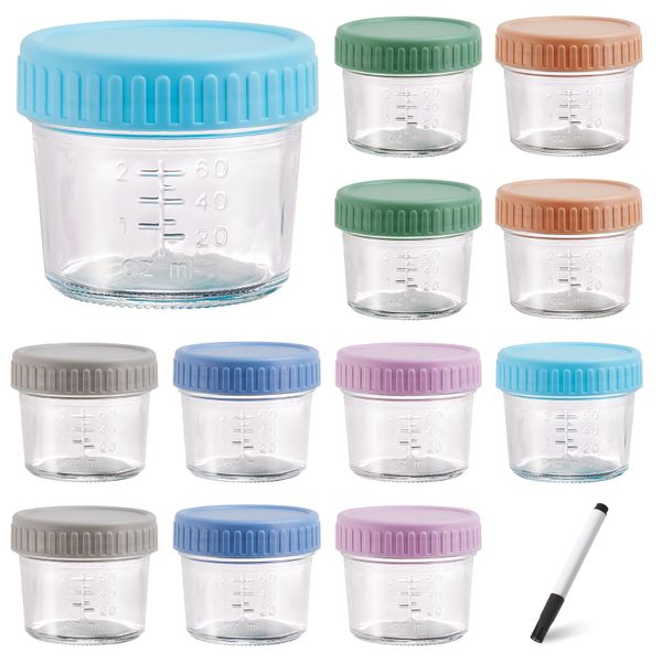 Chenshia 12pc Baby Food Jars Portable Glass Snack &amp; Puree Storage - 120ml