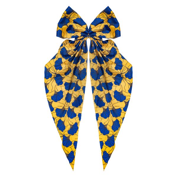 Mhle Oversized Bow Clip | African Floral Print | Long Tail Hair Clip