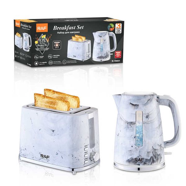 RAF 2 in 1 Breakfast Set Electric Kettle with 2 Slice Toasters Combo
