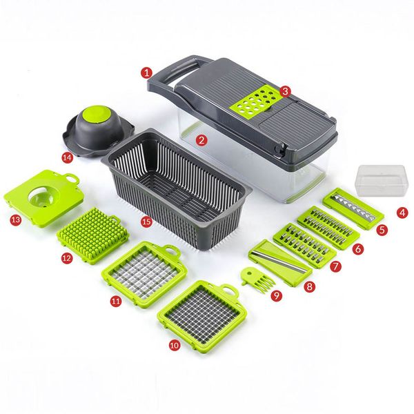 Multi-Functional Vegetable Cutter, Slicer, Shredder and Chopping Set