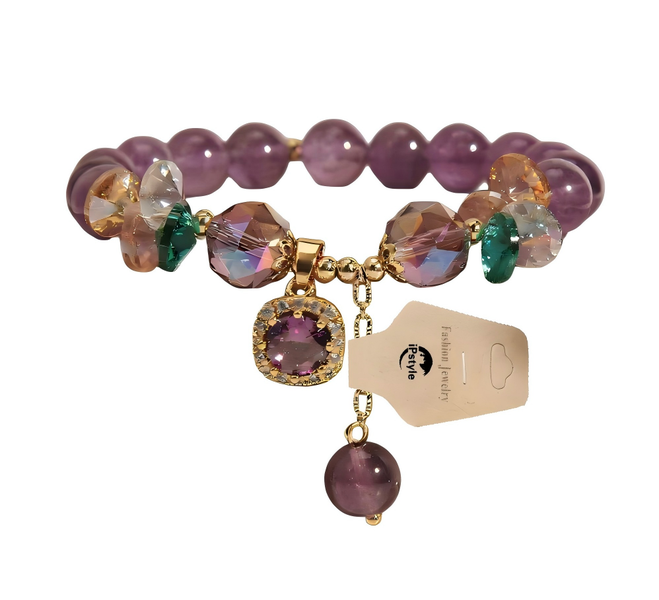 IPSTYLE Purple Crystal Bracelet for Women Ins-Style Minimalist Design