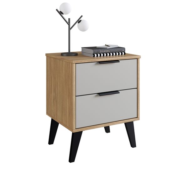 Brown-Black Rectangular Multifunction Nightstand