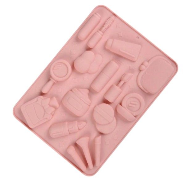 1 Piece - Makeup Themed Chic Cosmetic Shaped Silicone Mold - Pink
