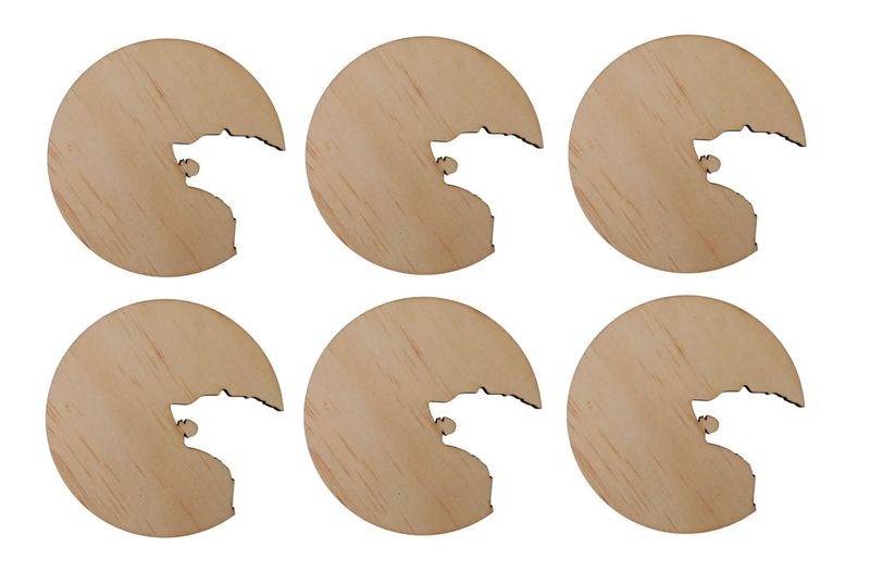 Wooden Bear Cutout Cup Coasters - Set of 6