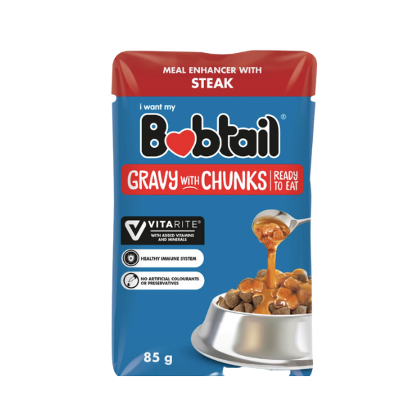Bobtail- Steak Flavour Gravy With Chunks Meal Enhancer 85g x 12