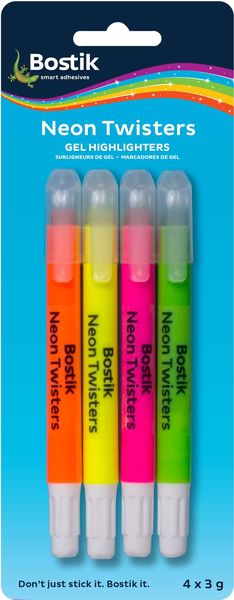 Bostik Neon Twister Highlighters 2X 4's Value Pack