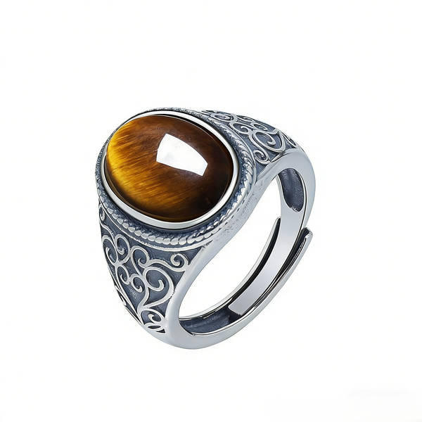 ZELTRYN New Tiger's Eye Adjustable Men's Ring