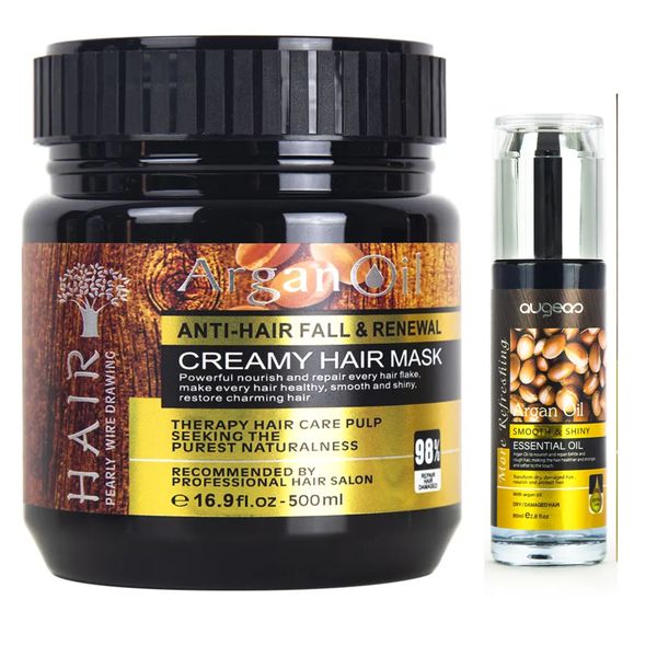 Shiny Smooth Hair Mask &amp; Smooth Silky Essential Oil Argan Oil Combo