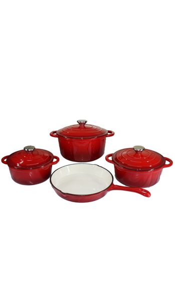 7 Piece Authentic Cast Iron Oven Cookware Pot Se image