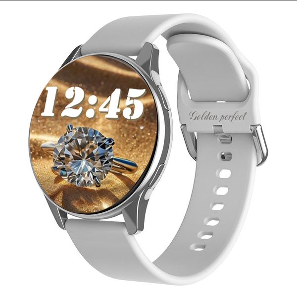 Men's Smartwatch with Grey Silicone Strap Minimalist Silver Luxury Design