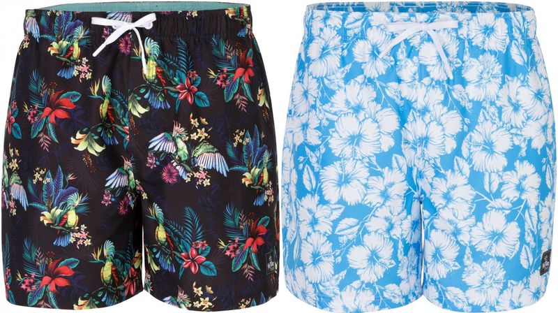 Hot Tuna Men - 2 Pack Tuna Swim Shorts - Tropical/Blue White [Parallel Import]
