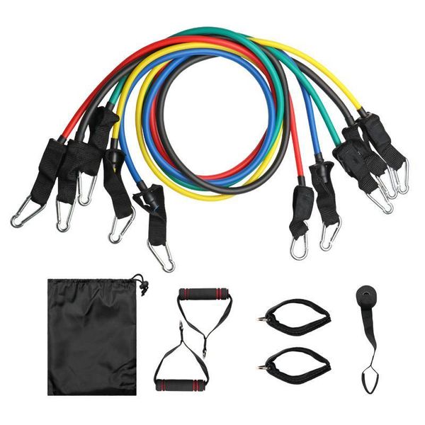 Workout 11 Piece Resistance Pull Bands Kit For Fitness &amp; Exercise
