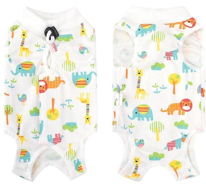 2 Pieces Cat Recovery Suit, Cotton Breathable Cat Onesie After Surgery ,M