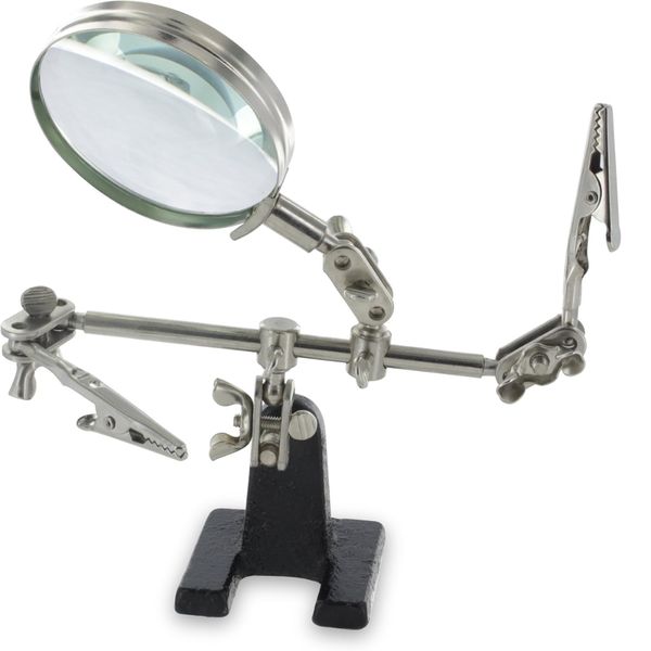 Tolsen - Helping Hand Magnifier with Alligator Clips &amp; 3x Lens