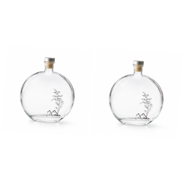 2 Pack - Glass Tea Bottle With Printed Design - Transparent