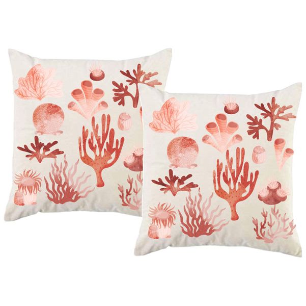 PepperSt - Scatter Cushion Cover Set - Water Colour Coral