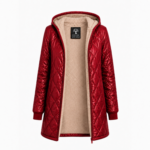 Secret Shield Red Velvet Warmth Quilted Coat