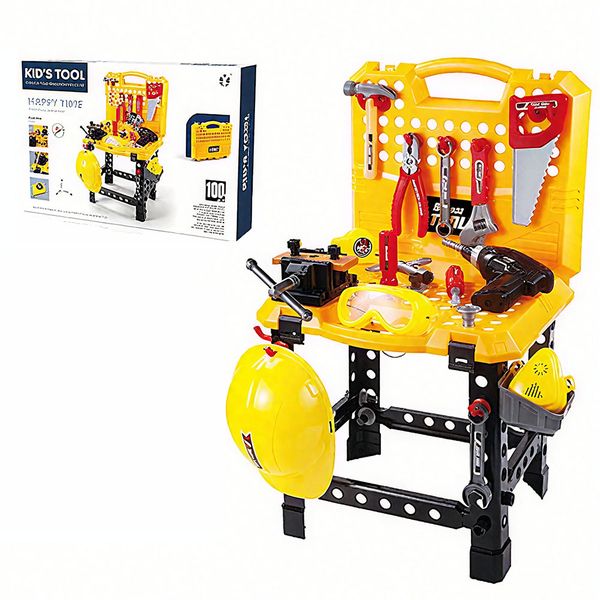 100 Pieces Kids Workshop Tool Bench Construction Toys Set Toys Workbench
