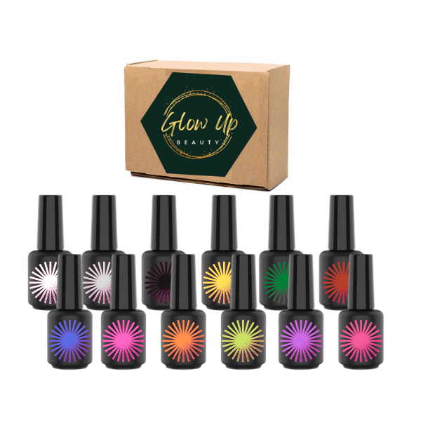 Glow Up Snowflake Effect UV/LED Gel Nail Polish - Full Colour Set of 12