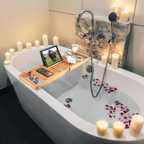Heartdeco Bamboo Expandable Bathtub, Bathtub Caddy Tray South Africa