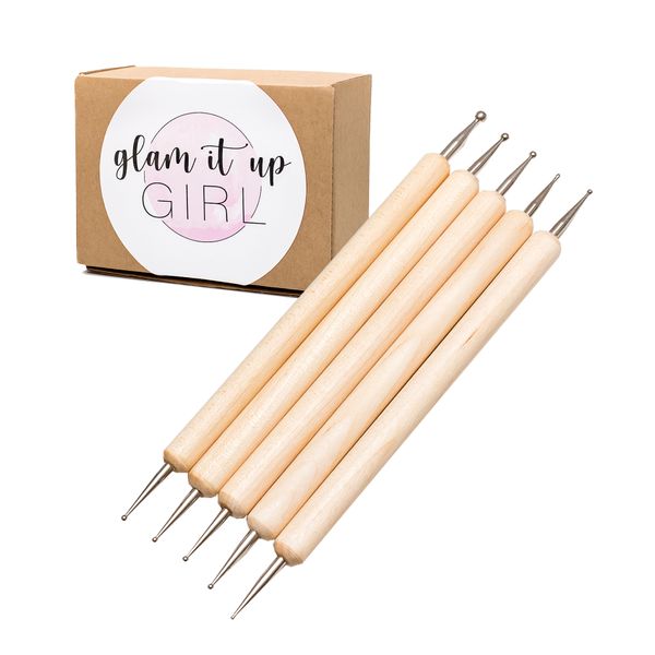 Glam It Up Girl - UV Gel Nail Double-Sided Wooden Dotting Set - 5 Piece