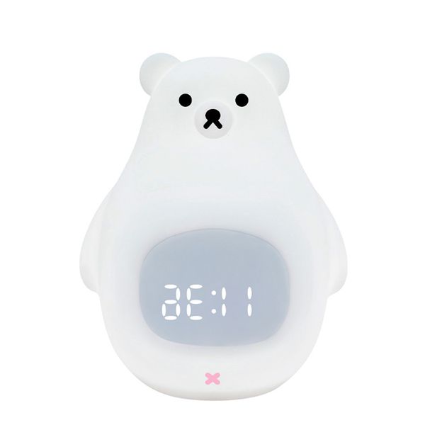 Big white bear alarm clock night light silicone usb rechargeable