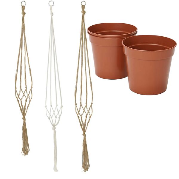 Garden Macrame Plant Hanger Baskets 3 set