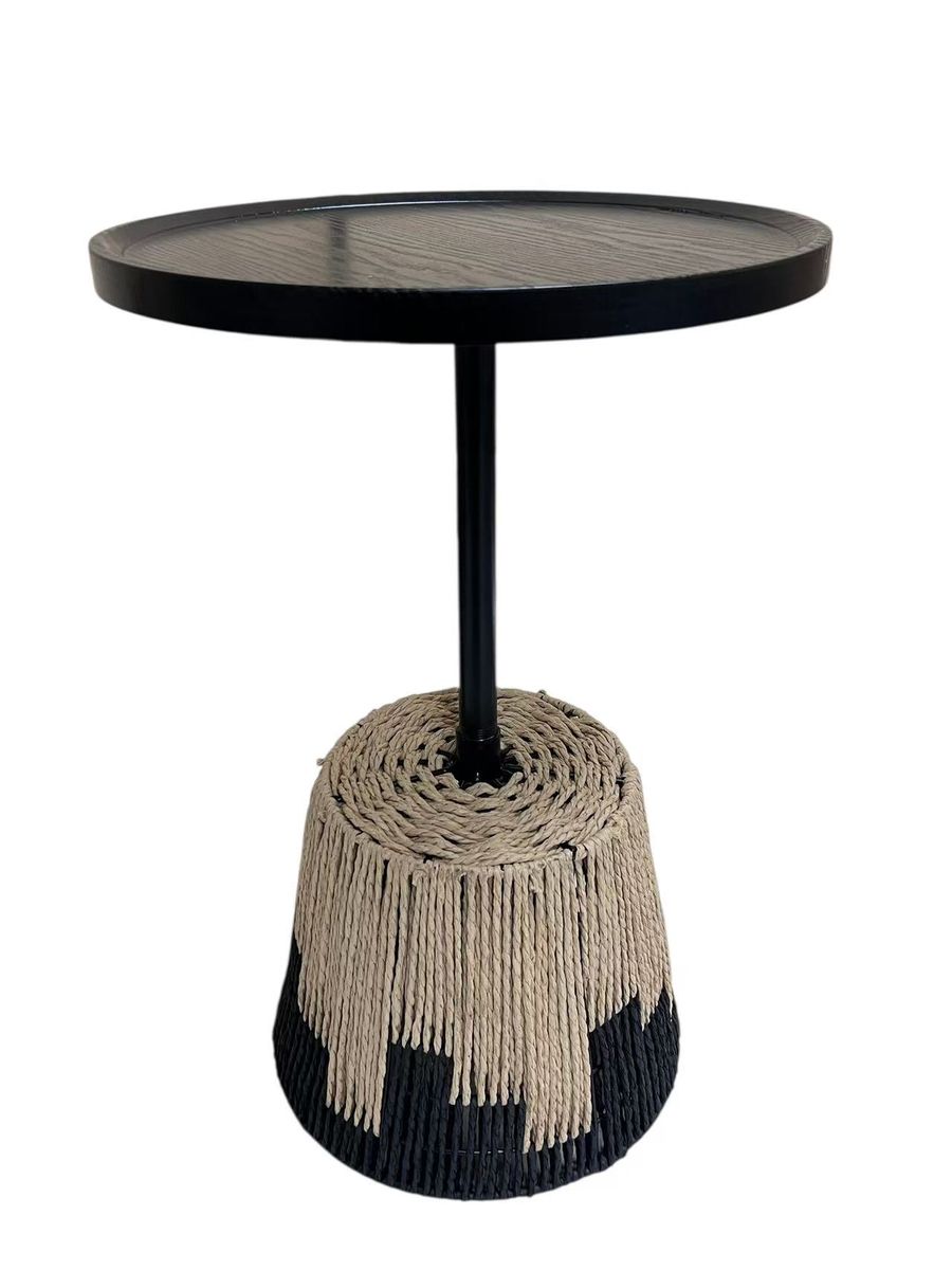 BELOVING-Modern Design Rattan Side Table With wood top for Living Room