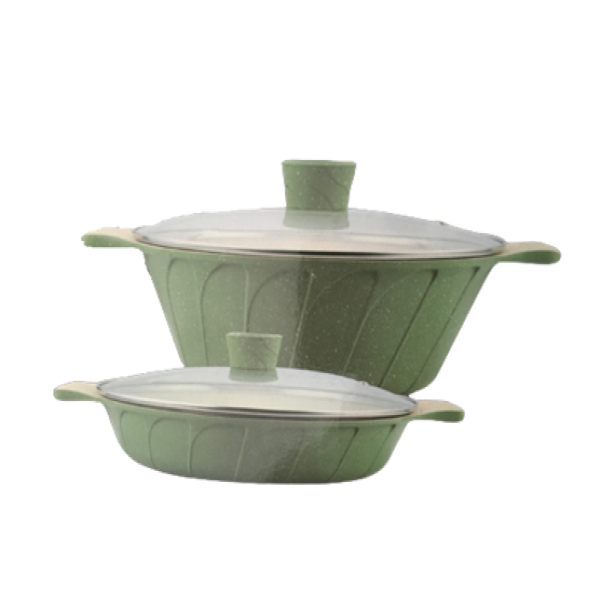 Steel Serving Dish With Glass Lid Set - 75 and 80 cm
