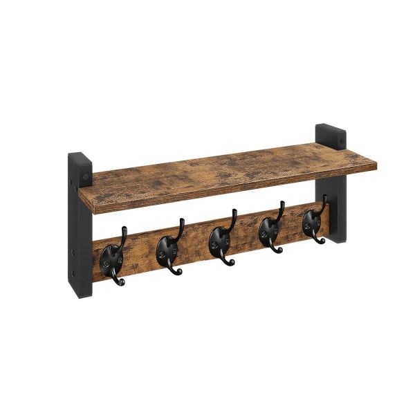 Wall Hooks with Shelf Wood Coat Rack with Shelf Wall-Mounted for Clothes