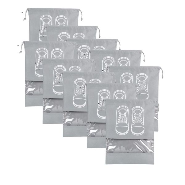 Pack of 10 Non-Woven Travel Shoe Bag Drawstring Shoe Organizer 43CM
