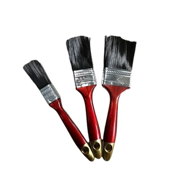 3 Piece Red Handle With Hole Paint Brush Black/White Hair