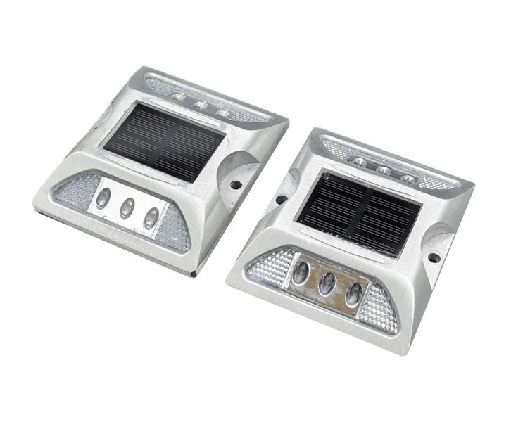 SolarMid - Road Mounted Steel Solar Flashing Safety Lights Pack Of 2