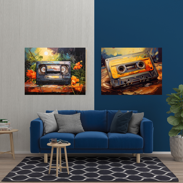 Rootedart Canvas Home Decor Wall Art - Retro Tapes 2 Split