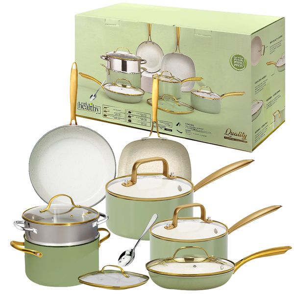 13Piece - Premium Quality Non-Stick Heavy Gauge Aluminium Cookware Set