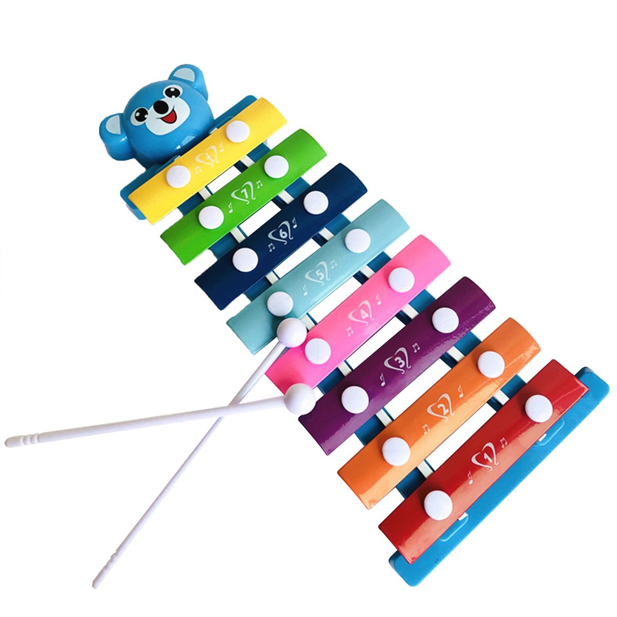 Glockenspiel Xylophone 8 Note Colorful Metal Keys Xylophone with Mallets