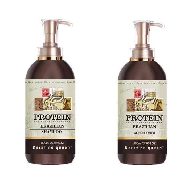 KERATIN QUEEN Brazilian Protein Shampoo &amp; Conditioner Set - 2 x 800ml
