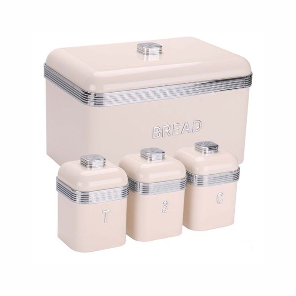 Retro Deluxe Bread Bin and Three-Piece Canister Set-Bread Box