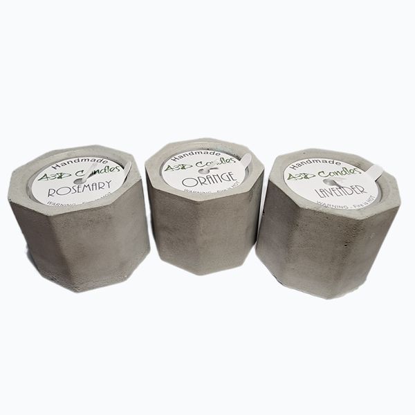 3 Pack Scented Candles in Concrete Vessels
