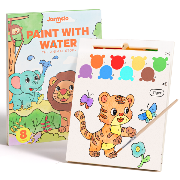 Jar Meló - Watercolour Painting Book - 20 Pages &amp; Paint Brush - Animals