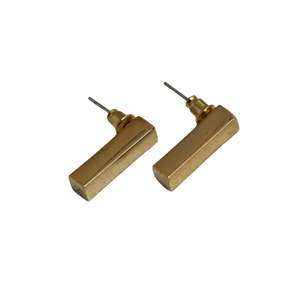 NuLuDa Jewellery - Gold Bar Earrings - Gold Plated Studded Earrings