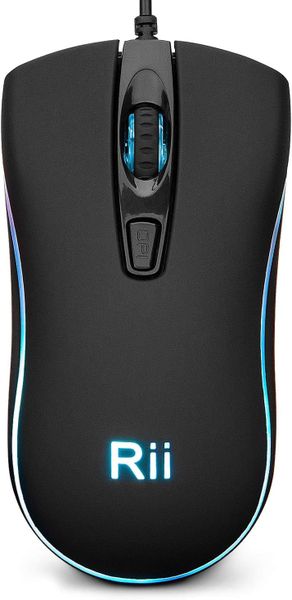 RII Wired Mouse with Colorful RGB Backlight - Black